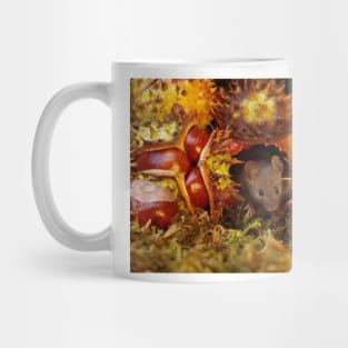 Autumn wild mouse with Horse chestnuts - conkers Mug